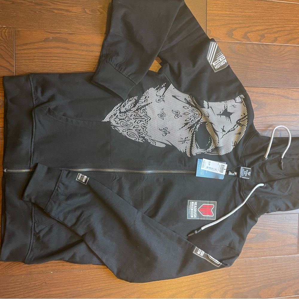 Black Graphic Zip-Up Hoodie